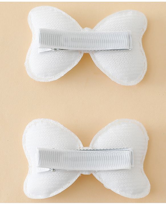 Babyhug Free Size Sequin Bow & Butterfly Clips Pack Of 2 - Off White.