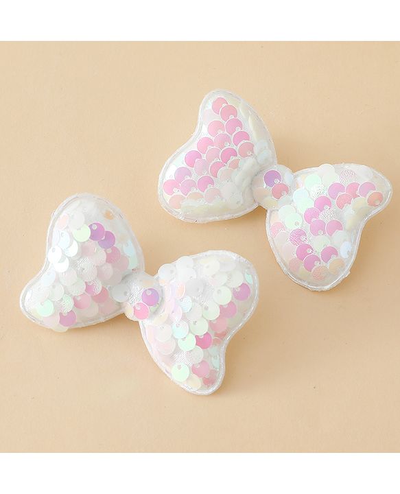 Babyhug Free Size Sequin Bow & Butterfly Clips Pack Of 2 - Off White.