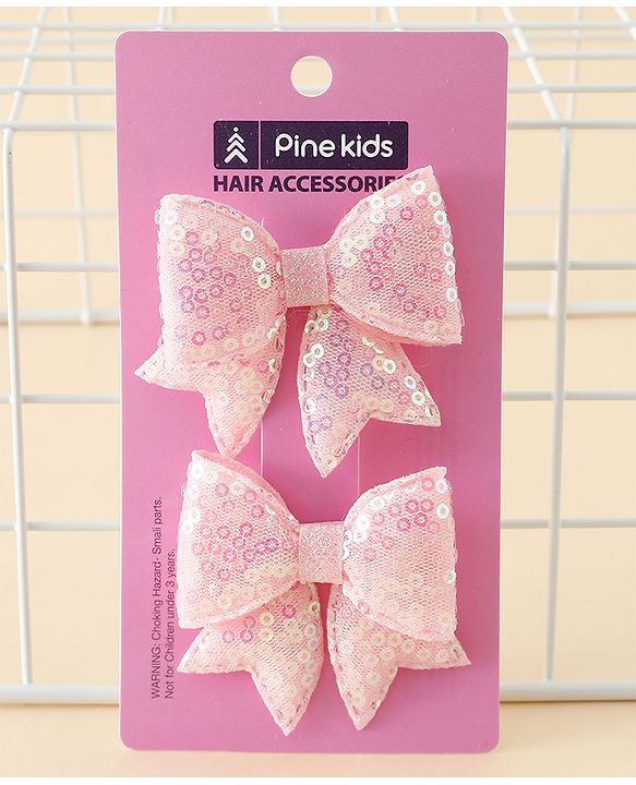 Pine Kids Free Size Bow & Butterfly Clips Pack of 2 - Pink.