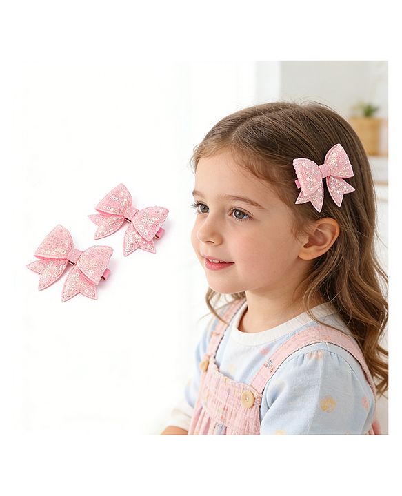 Pine Kids Free Size Bow & Butterfly Clips Pack of 2 - Pink.