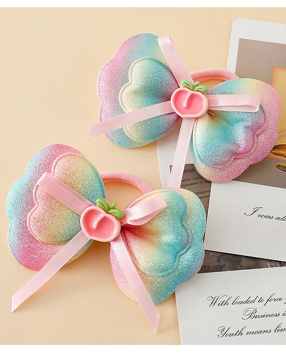 Babyhug Free Size Bow Hair Rubber Band Pack of 2 - Multicolor