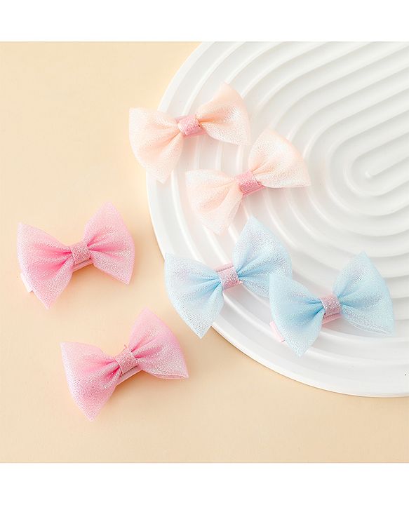 Pine Kids Free Size Bow & Butterfly Clips Pack of 6- Multicolor