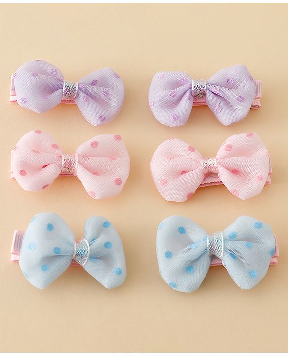 Pine Kids Free Size Bow & Butterfly Clips Pack Of 6 - Multicolor