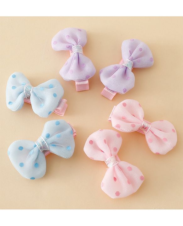 Pine Kids Free Size Bow & Butterfly Clips Pack Of 6 - Multicolor