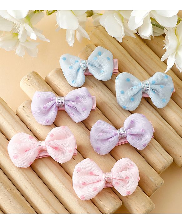 Pine Kids Free Size Bow & Butterfly Clips Pack Of 6 - Multicolor
