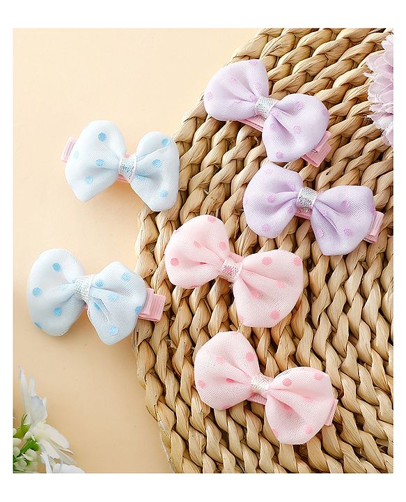 Pine Kids Free Size Bow & Butterfly Clips Pack Of 6 - Multicolor