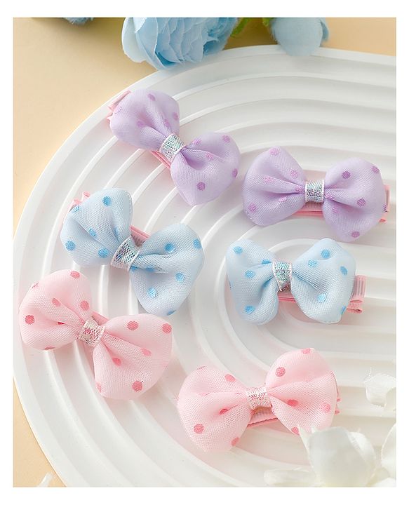 Pine Kids Free Size Bow & Butterfly Clips Pack Of 6 - Multicolor