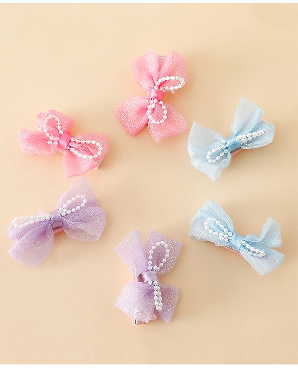 Babyhug Kids Free Size Bow & Butterfly Clips Pack of 6 - Multicolor