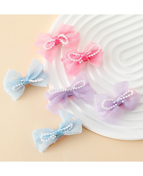 Babyhug Kids Free Size Bow & Butterfly Clips Pack of 6 - Multicolor