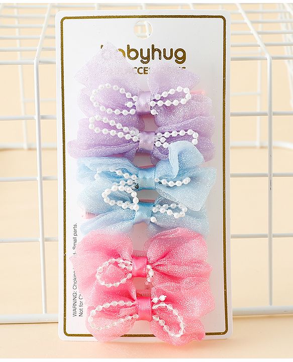 Babyhug Kids Free Size Bow & Butterfly Clips Pack of 6 - Multicolor