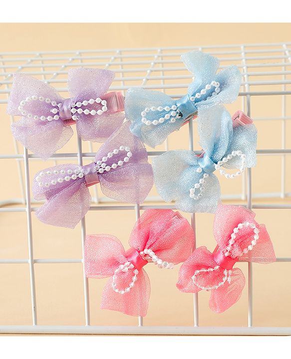 Babyhug Kids Free Size Bow & Butterfly Clips Pack of 6 - Multicolor