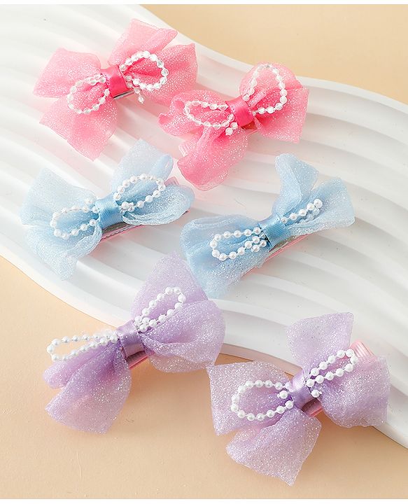 Babyhug Kids Free Size Bow & Butterfly Clips Pack of 6 - Multicolor