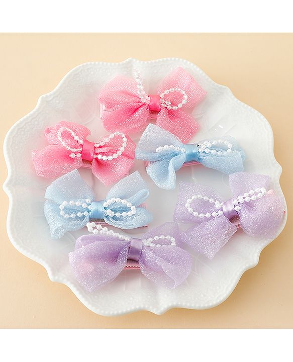 Babyhug Kids Free Size Bow & Butterfly Clips Pack of 6 - Multicolor