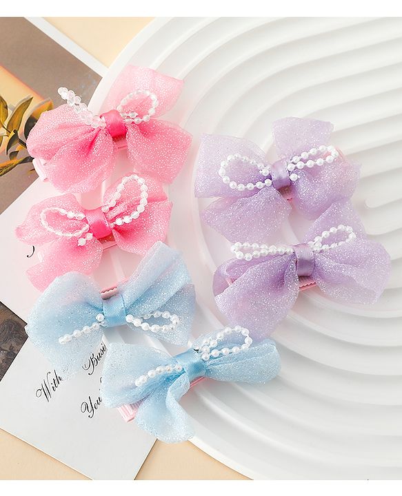 Babyhug Kids Free Size Bow & Butterfly Clips Pack of 6 - Multicolor