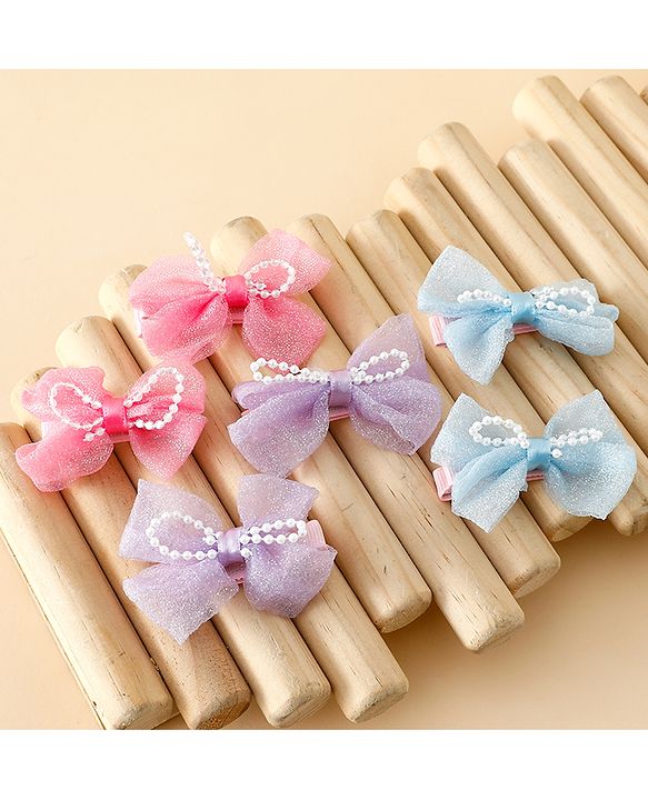 Babyhug Kids Free Size Bow & Butterfly Clips Pack of 6 - Multicolor