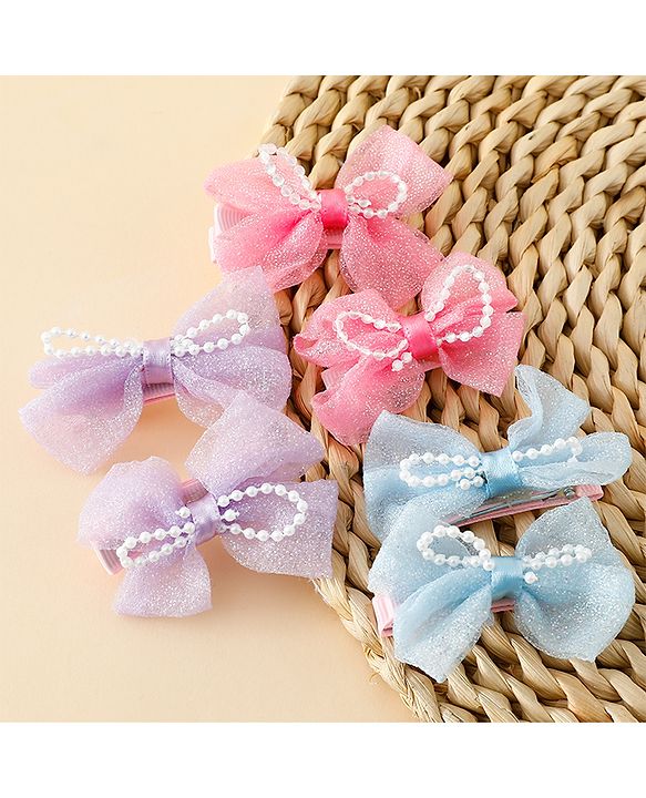 Babyhug Kids Free Size Bow & Butterfly Clips Pack of 6 - Multicolor