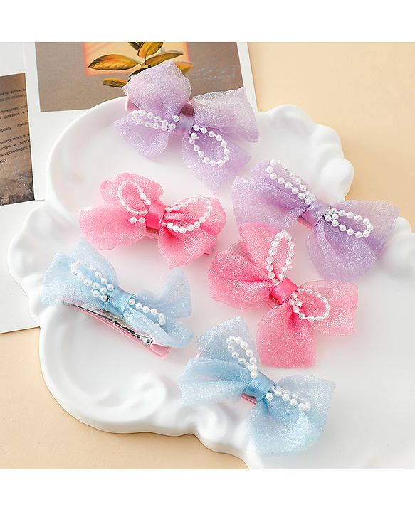 Babyhug Kids Free Size Bow & Butterfly Clips Pack of 6 - Multicolor