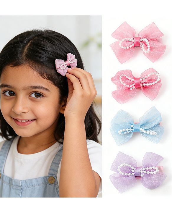 Babyhug Kids Free Size Bow & Butterfly Clips Pack of 6 - Multicolor