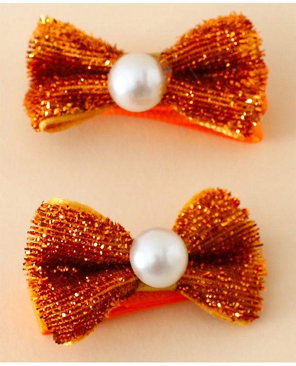 Babyhug Kids Free Size Bow & Butterfly Clips - Golden