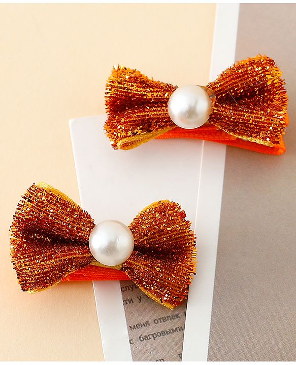Babyhug Kids Free Size Bow & Butterfly Clips - Golden