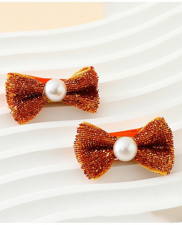 Babyhug Kids Free Size Bow & Butterfly Clips - Golden