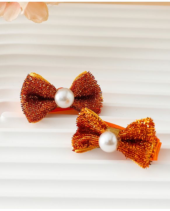 Babyhug Kids Free Size Bow & Butterfly Clips - Golden