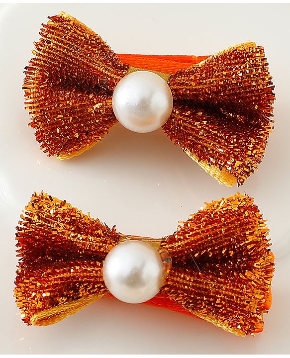 Babyhug Kids Free Size Bow & Butterfly Clips - Golden