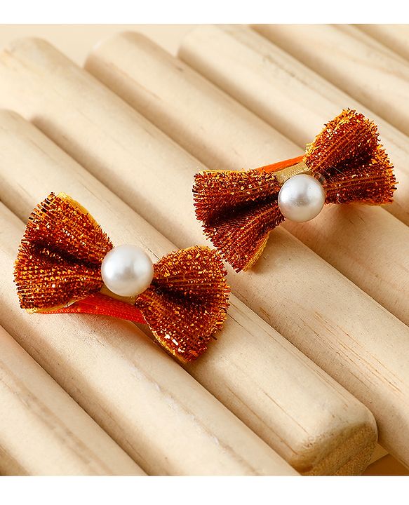 Babyhug Kids Free Size Bow & Butterfly Clips - Golden