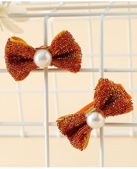 Babyhug Kids Free Size Bow & Butterfly Clips - Golden