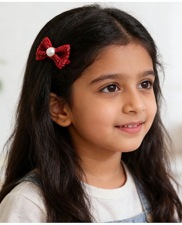 Babyhug Kids Free Size Bow & Butterfly Clips - Golden
