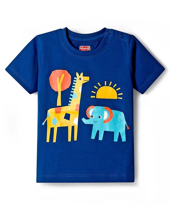 Babyhug Cotton Knit Half Sleeves T-Shirts with Stripes & Animal Graphics Pack of 3 - Multi Color