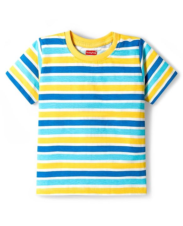 Babyhug Cotton Knit Half Sleeves T-Shirts with Stripes & Animal Graphics Pack of 3 - Multi Color