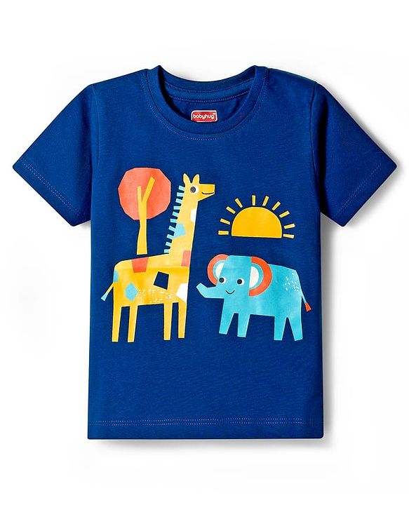 Babyhug Cotton Knit Half Sleeves T-Shirts with Stripes & Animal Graphics Pack of 3 - Multi Color