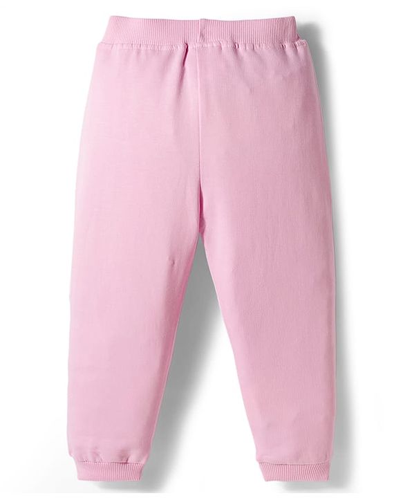 Babyhug Disney Terry Knit Full Length Lounge Pant With Minnie & Daisy Print - Pink
