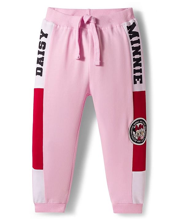 Babyhug Disney Terry Knit Full Length Lounge Pant With Minnie & Daisy Print - Pink