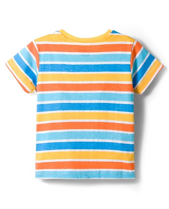 Babyhug Cotton Knit Half Sleeves T-Shirts with Stripes & Animal Graphics Pack of 3 - Multi Color