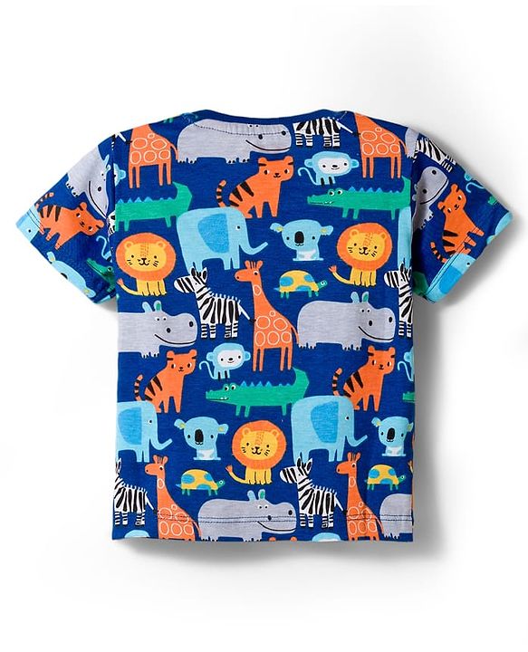 Babyhug Cotton Knit Half Sleeves T-Shirts with Stripes & Animal Graphics Pack of 3 - Multi Color