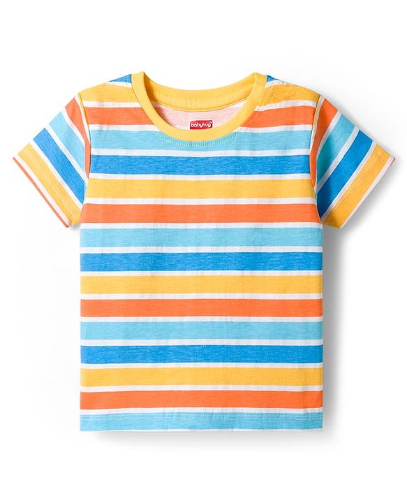 Babyhug Cotton Knit Half Sleeves T-Shirts with Stripes & Animal Graphics Pack of 3 - Multi Color