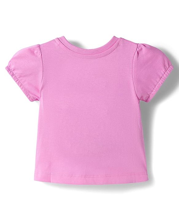 Babyhug Disney Single Jersey Knit Half Sleeves T-Shirt With Rapunzel Graphics - Pink