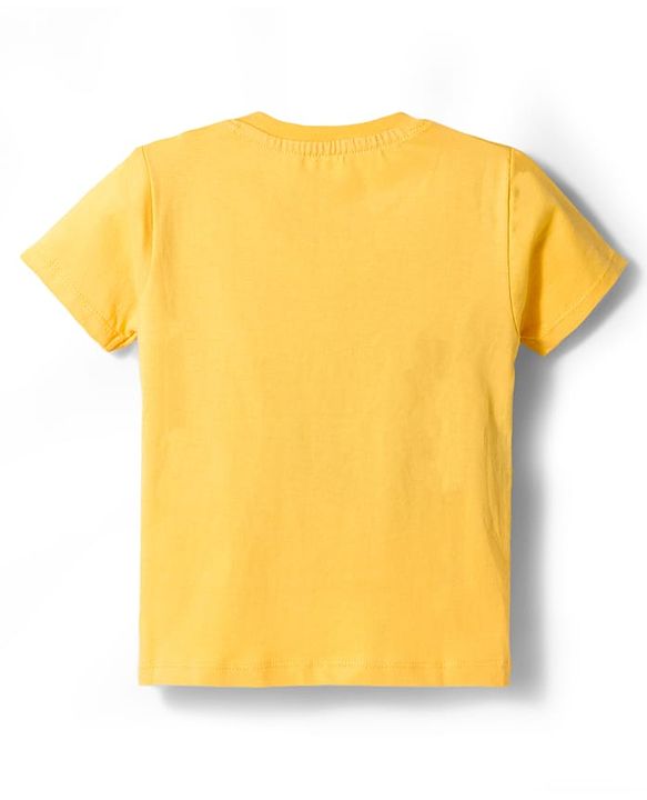 Babyhug Cotton Knit Half Sleeves T-Shirts with Stripes & Croc in Car Graphics Pack of 3 - Yellow Light Blue & White