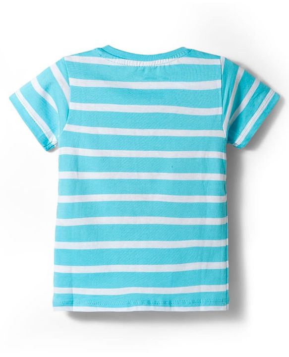 Babyhug Cotton Knit Half Sleeves T-Shirts with Stripes & Croc in Car Graphics Pack of 3 - Yellow Light Blue & White
