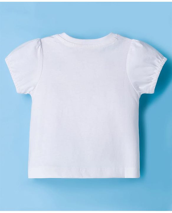 Babyhug Disney Single Jersey Knit Half Sleeves T-Shirt With Snow White Graphics - White