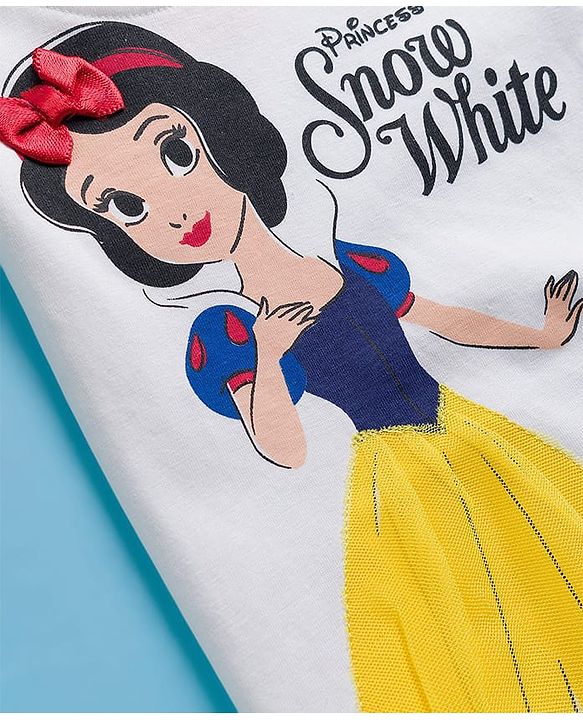 Babyhug Disney Single Jersey Knit Half Sleeves T-Shirt With Snow White Graphics - White