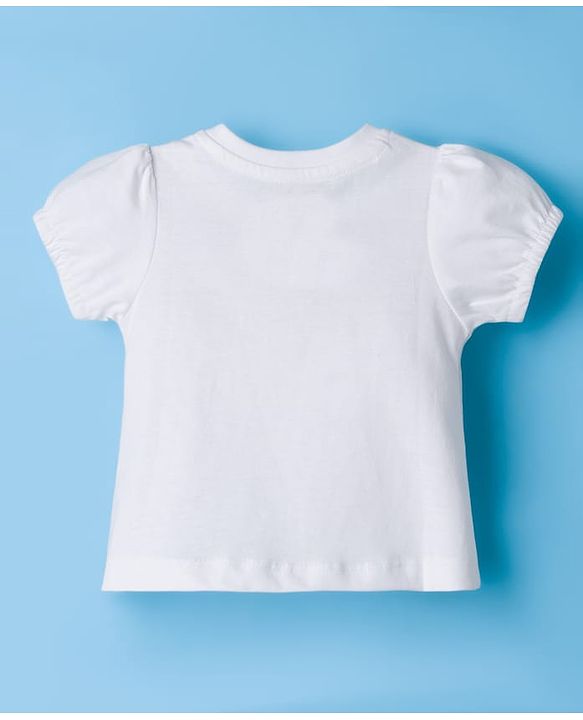 Babyhug Disney Single Jersey Knit Half Sleeves T-Shirt With Snow White Graphics - White