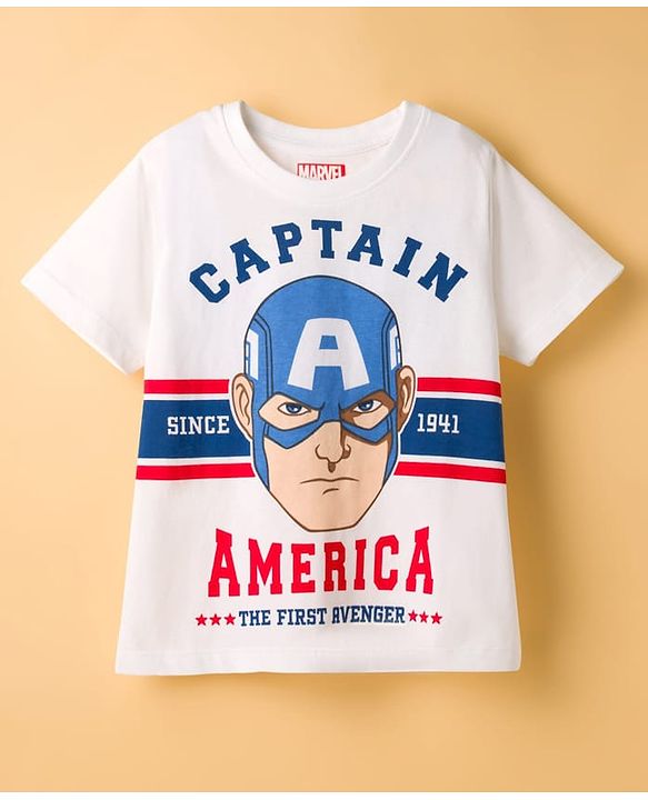 Pine Kids Marvel 100% Cotton Knit Drop Shoulder Half Sleeves Striped T-Shirt With Avengers Graphic Pack Of 2 - Multicolour