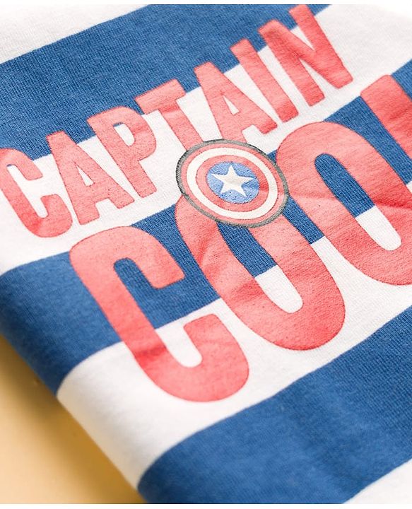 Pine Kids Marvel 100% Cotton Knit Drop Shoulder Half Sleeves Striped T-Shirt With Avengers Graphic Pack Of 2 - Multicolour