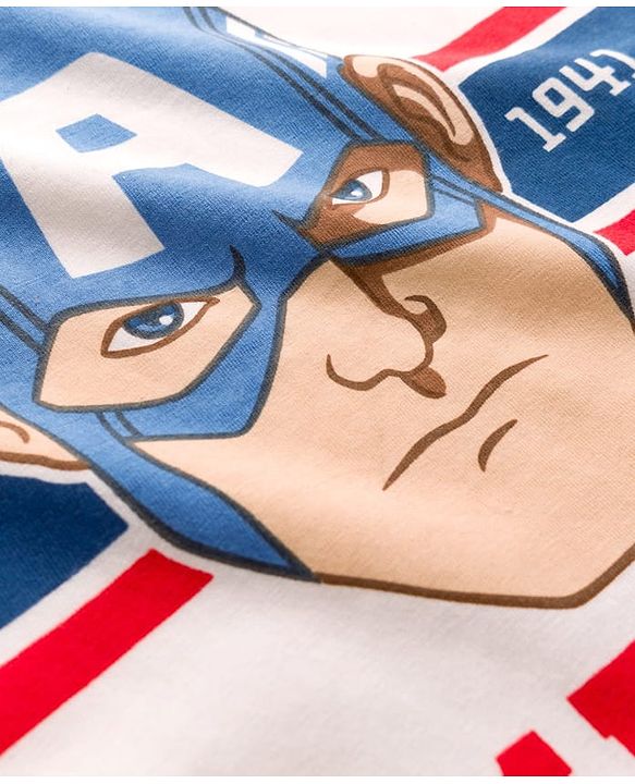 Pine Kids Marvel 100% Cotton Knit Drop Shoulder Half Sleeves Striped T-Shirt With Avengers Graphic Pack Of 2 - Multicolour