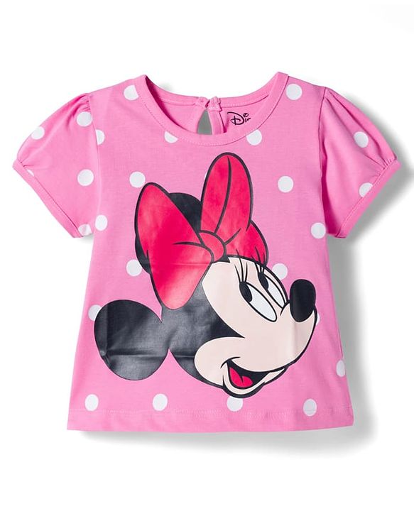 Babyhug Disney Single Jersey Knit Half Sleeves T-Shirts With Minnie Mouse Graphics Pack of 3 - Pink Blue & White