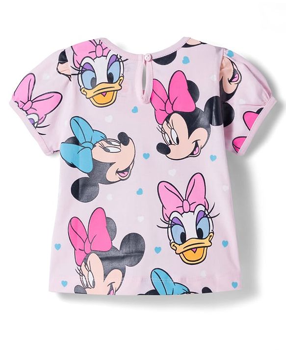 Babyhug Disney Single Jersey Knit Half Sleeves T-Shirts With Minnie Mouse Graphics Pack of 3 - Pink Blue & White