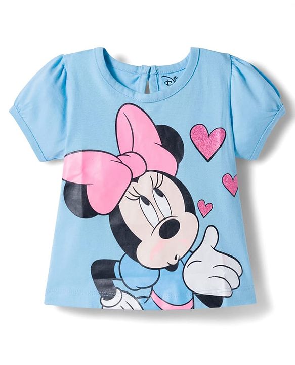 Babyhug Disney Single Jersey Knit Half Sleeves T-Shirts With Minnie Mouse Graphics Pack of 3 - Pink Blue & White